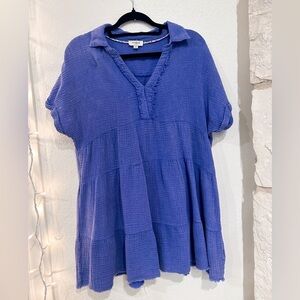 Umgee - Mineral Washed Babydoll Tiered Dress Orchid Blue (M)